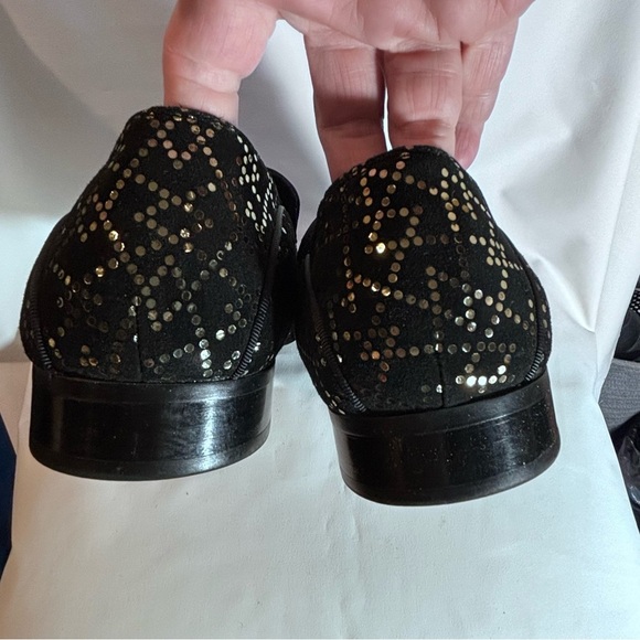 ALDO Sz 10 Loafer Slip On Suede Gold Graphic Pattern Almond Toe NEW WITH TAG - Picture 7 of 10